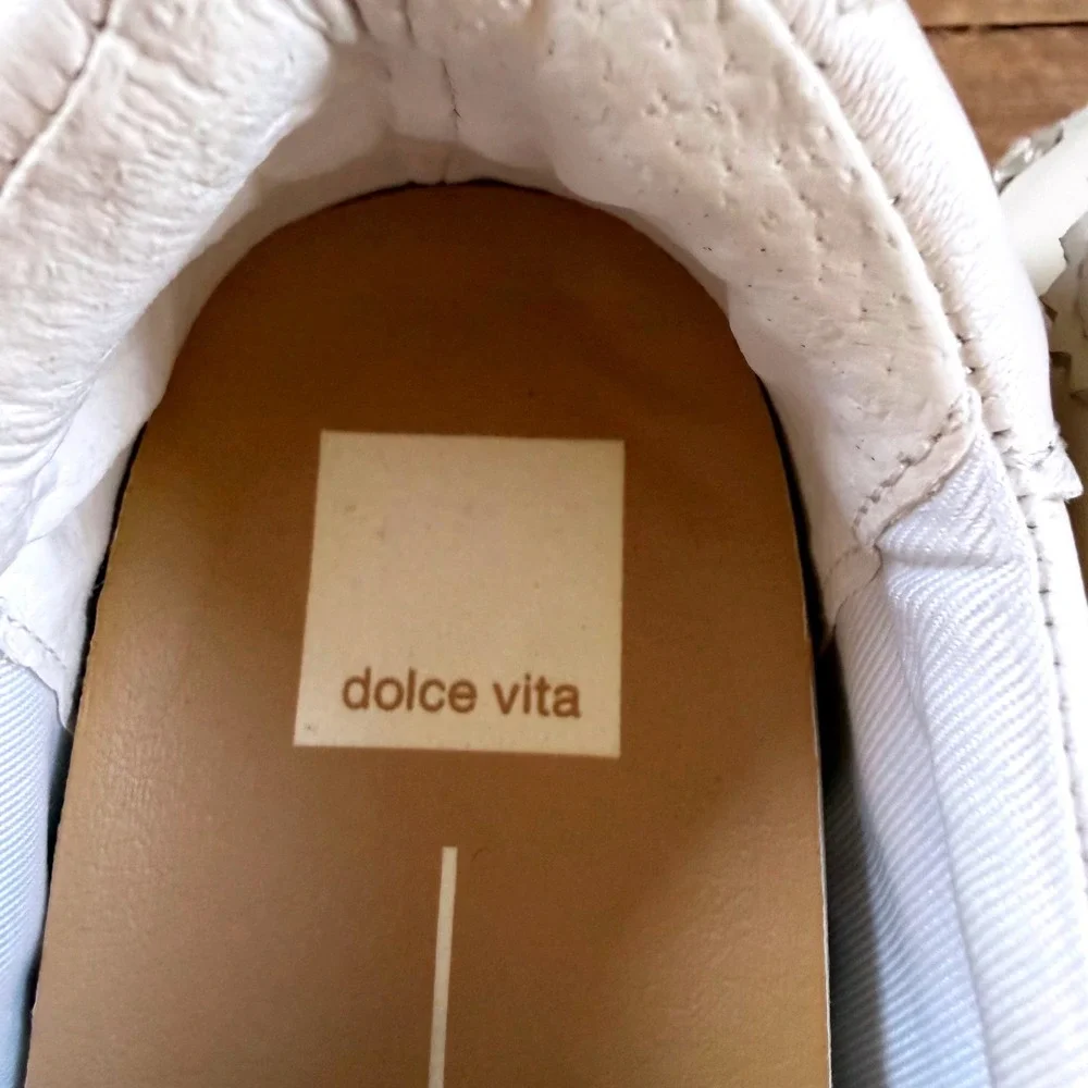 Dolce Vita Platform Sneakers Women 7.5 White Leather Crochet Trim